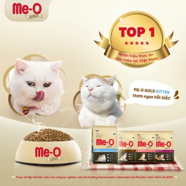 Thức ăn mèo con Me-O Gold 1.2kg cao cấp, tặng 2 gói nhỏ, giá ưu đãi 217.800 VNĐ 3 Thức ăn mèo con Me-O Gold 1.2kg cao cấp, tặng 2 gói nhỏ, giá ưu đãi 217.800 VNĐ 3