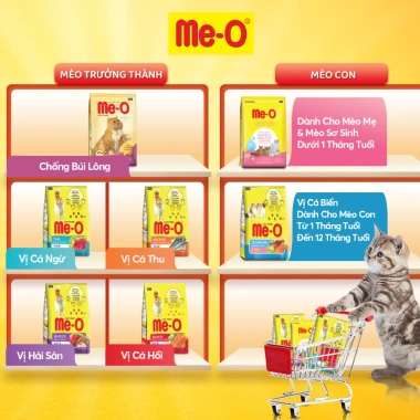 Thức ăn mèo Me-O hạt cá thu/cá ngừ 3kg - Giá 297k, tặng nón bảo hiểm HĐ299k