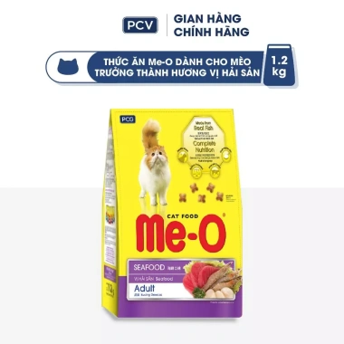 Thức ăn mèo Me-O hạt vị cá ngừ, hải sản 1,2kg tặng nón BH HĐ299k, 130.500