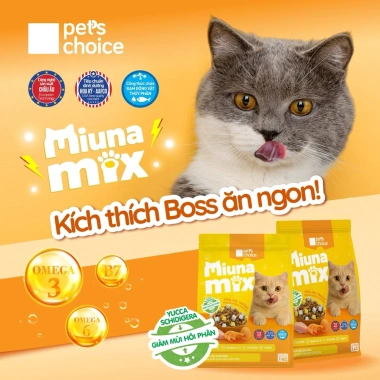 Thức ăn mèo MIUNA MIX 1kg hạt Topping thịt trứng tôm sấy khô - Giá 118.000 À petshop 2