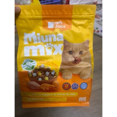 Thức ăn mèo MIUNA MIX 1kg hạt Topping thịt trứng tôm sấy khô - Giá 118.000 À petshop 4