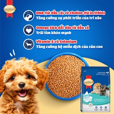 Thức ăn SmartHeart chó con nhỏ hương vị sữa 2.6kg kèm Set Nón Yếm - Giá ưu đãi 228k 3
