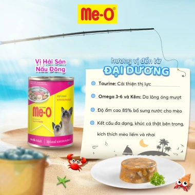 Thức ăn ướt Me-O 400g 4 vị - Pate mèo thơm ngon, tặng nón BH HĐ299k, giá 44.100₫
