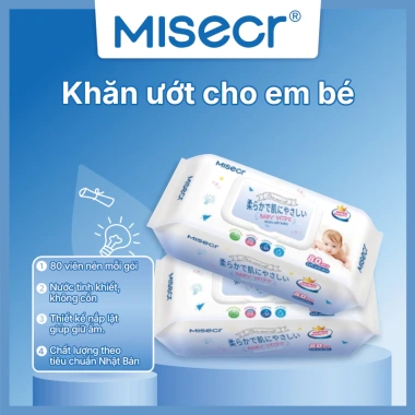 Thùng 1 gói Khăn ướt cao cấp Misecr không cồn không mùi Giá 50.000đ cho mẹ và bé Thùng 1 gói Khăn ướt cao cấp Misecr không cồn không mùi Giá 50.000đ cho mẹ và bé