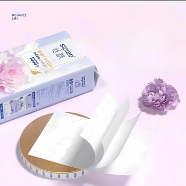 Thùng 10 Bịch Giấy Ăn Rút Treo Tường SIPIAO Hoa Tím 4 Lớp 1.000 Tờ + 4 Móc