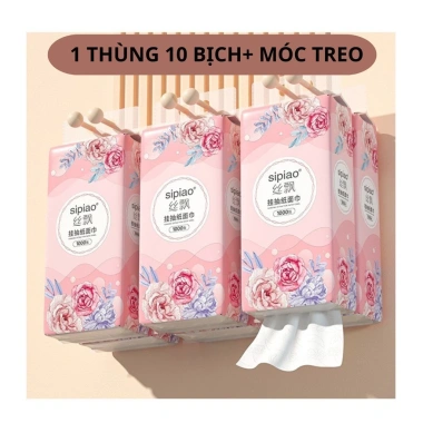 Thùng 10 Bịch Giấy Rút SIPAO Hoa Hồng 4 Lớp Có Móc Treo Siêu Tiện Lợi Giá 75.000đ 9