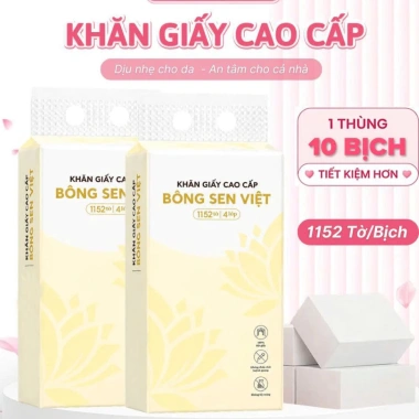Thùng 10 bịch giấy rút treo tường đa năng Bông Sen 4 lớp 1.100 tờ Giá 65.000₫ 7