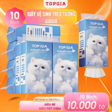 Thùng 10 bịch giấy treo đa năng GiaGia - Khăn rút 4 lớp 1.000 tờ, chỉ 185.000 VND 10