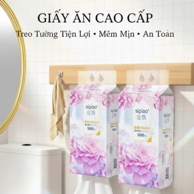 Thùng 10 bịch giấy treo đa năng SIPIAO Hoa Mẫu Đơn, khăn rút 4 lớp 1.000 tờ/bịch - 65.000 VND 8 Thùng 10 bịch giấy treo đa năng SIPIAO Hoa Mẫu Đơn, khăn rút 4 lớp 1.000 tờ/bịch - 65.000 VND 8