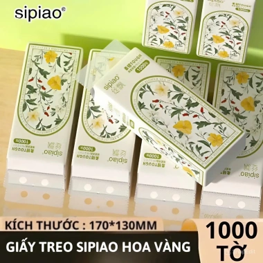 Thùng 10 Bịch Giấy Treo Đa Năng SIPIAO Hoa Vàng 4 Lớp 1.000 Tờ Loại 1, Tặng Móc Treo - Giá chỉ 125.000₫