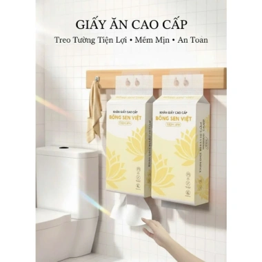 Thùng 10 bịch Khăn giấy rút đáy treo tường Bông Sen Việt - Giấy Dai Mịn 4 lớp, giá 59.980₫