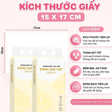 Thùng 10 bịch Khăn Giấy Rút Treo Tường Bông Sen Việt Cao Cấp - Giá chỉ 65.000đ