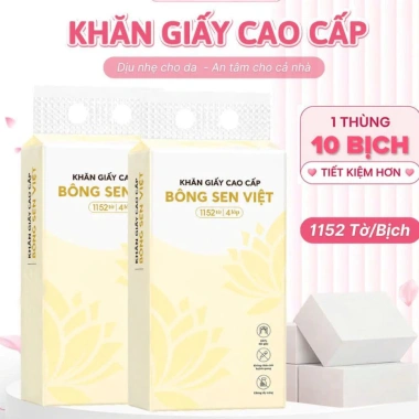 Thùng 10 bịch Khăn Giấy Rút Treo Tường Bông Sen Việt Cao Cấp - Giá chỉ 65.000đ