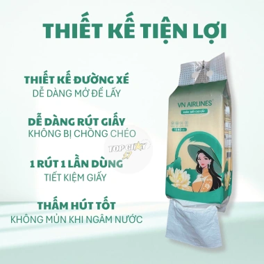 Thùng 10 bịch Khăn Giấy Rút VN AIRLINES 1.280 tờ 4 lớp treo tường Giá 95.000 VND