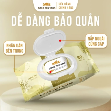 Thùng 10 Gói Khăn ướt 80 Tờ Bông Sen Vàng không cồn, kháng khuẩn, đa năng - Giá chỉ 150.000 VND