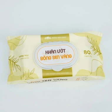 Thùng 10 Gói Khăn ướt 80 Tờ Bông Sen Vàng không cồn, kháng khuẩn, đa năng - Giá chỉ 150.000 VND