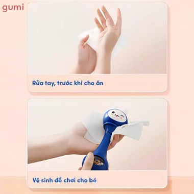 Thùng 10 gói khăn uớt 80 tờ Gumi không cồn, không parabens, cao cấp, mềm mại, an toàn cho bé - Giá ưu đãi 165.000 VND 4