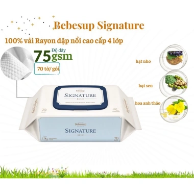 Thùng 10 gói Khăn ướt Bebesup 4 lớp cao cấp 70-80 tờ, mềm mại, an toàn cho bé, 580.000₫