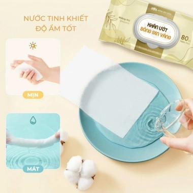 Thùng 10 Gói Khăn ướt Bông Sen Vàng không cồn, kháng khuẩn, đa năng - 140.500₫ 3