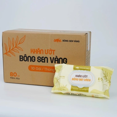 Thùng 10 Gói Khăn ướt Bông Sen Vàng không cồn, kháng khuẩn, đa năng - 140.500₫ 6