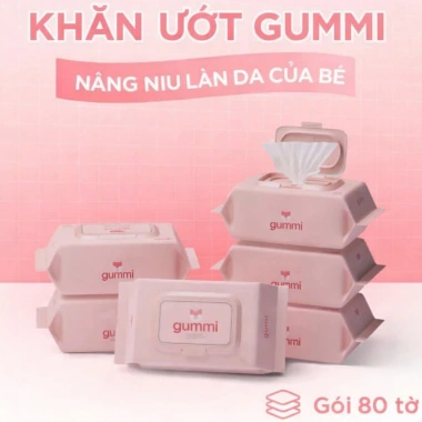 Thùng 10 gói khăn ướt Gummi 80 tờ không cồn, không parabens cho bé - 55.000 VND 2 Thùng 10 gói khăn ướt Gummi 80 tờ không cồn, không parabens cho bé - 55.000 VND 2
