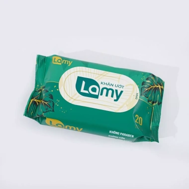 Thùng 10 gói khăn ướt Lamy 20 tờ Không mùi không parabens an toàn gọn 59.000₫ 3