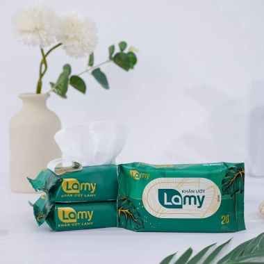 Thùng 10 gói khăn ướt Lamy 20 tờ Không mùi không parabens an toàn gọn 59.000₫ 4