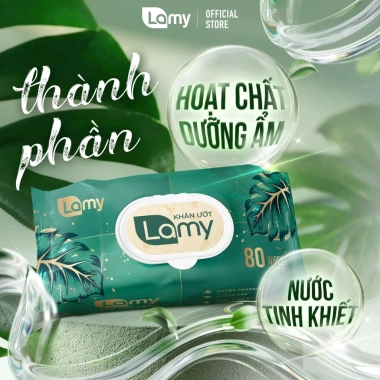 Thùng 10 gói Khăn ướt Lamy 80 tờ không mùi, an toàn cho bé - Giá ưu đãi 149.000 VND 5