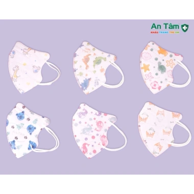 Thùng 100 chiếc Khẩu trang y tế 6D kháng khuẩn, chống bụi mịn cho bé AN TÂM chính hãng 62.000₫