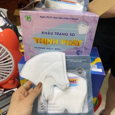 Thùng 100 khẩu trang 5D Thịnh Phát trắng kháng khuẩn, chống bụi mịn, giá 26.000₫