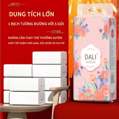 Thùng 12 bịch giấy treo DALI Hoa Hồng, khăn rút 4 lớp 1.000 tờ/bịch, tặng 6 móc - 145k 6