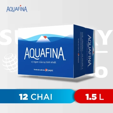 Thùng 12 chai Aquafina 1.5L - Nước tinh khiết, giảm 25% chỉ 135.000đ