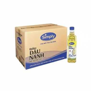 Thùng 12 chai Dầu Đậu Nành Simply Cao Cấp 1L Date Mói - Giá tốt cho quán ăn