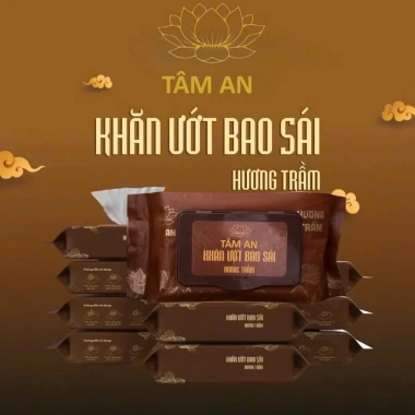 Thùng 12 Gói Khăn Ướt Bao Sái Ban Thờ Tâm An 80 Tờ Hương Trầm Quế 55.507 VND