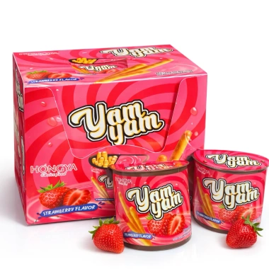Thùng 12 Hộp Bánh Que Chấm Sốt Dâu HONGYA - Thơm Ngon, Giá Ưu Đãi 125.000 VND