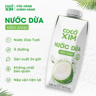 Thùng 12 hộp Nước dừa Cocoxim Xanh 330ml – Giá ưu đãi 267.600đ, tươi ngon 2