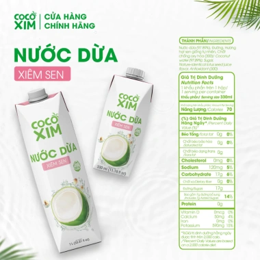 Thùng 12 Hộp Nước Dừa Xiêm Sen Cocoxim 330ml - Giá chỉ 277.200 VND, giảm mạnh