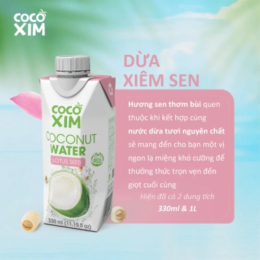 Thùng 12 Hộp Nước Dừa Xiêm Sen Cocoxim 330ml - Giá chỉ 277.200 VND, giảm mạnh
