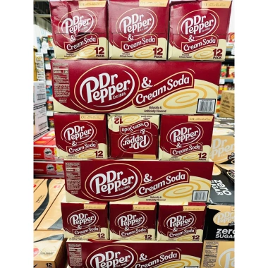 Thùng 12 lon Dr Pepper Mỹ 355ml - Vị Nguyên Bản, Cherry, Dâu Kem, Cream Soda - Giá ưu đãi 600k