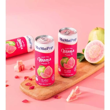 Thùng 12 lon MaMaPop Nước Trái Cây Sparkling Ổi Hồng 320ml Vitamin C, Trái Cây Thật, Giá 299.000 VND 4