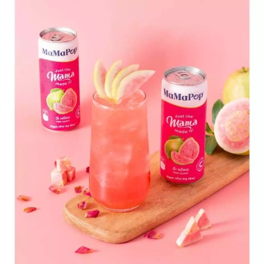 Thùng 12 lon MaMaPop Nước Trái Cây Sparkling Ổi Hồng 320ml Vitamin C, Trái Cây Thật, Giá 299.000 VND 5