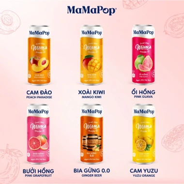 Thùng 12 lon MaMaPop Nước Trái Cây Sparkling Ổi Hồng 320ml Vitamin C, Trái Cây Thật, Giá 299.000 VND 6