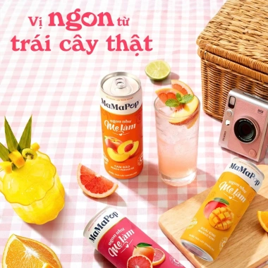 Thùng 12 lon MAMAPOP Sparkling Xoài Kiwi 320ml - Vitamin C, Giá ưu đãi 299.000₫