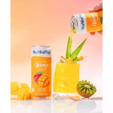 Thùng 12 lon MAMAPOP Sparkling Xoài Kiwi 320ml - Vitamin C, Giá ưu đãi 299.000₫