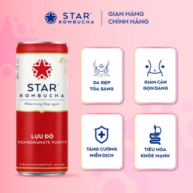 Thùng 12 lon Star Kombucha Lựu Đỏ Pomegranate Purity 250ml – Giá chỉ 359.900₫ 2