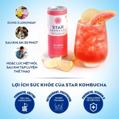 Thùng 12 lon Star Kombucha Mix 6 vị 250ml - Men vi sinh hỗ trợ tiêu hoá 179.900 VND