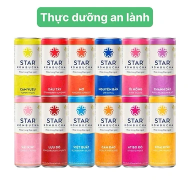 Thùng 12 lon Star Kombucha Mix 6 vị 250ml - Men vi sinh hỗ trợ tiêu hoá 179.900 VND