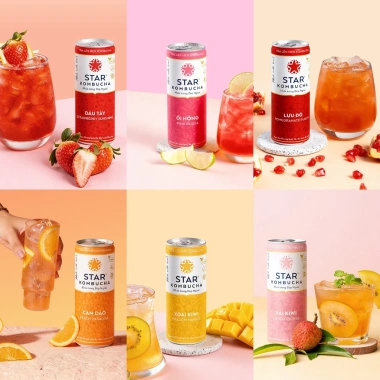 Thùng 12 lon trà STAR KOMBUCHA Ổi Hồng 250ml - Hữu cơ probiotic, tiêu hoá tốt, giảm giá 440k