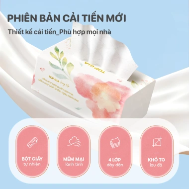 Thùng 15 bịch giấy sương mai TopGia 460 tờ 4 lớp mềm mịn, siêu dai, thấm hút - 111.000đ