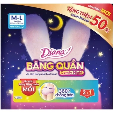 Thùng 16 gói Băng vệ sinh Diana COMFY NIGHT Size S-M & M-L 2 miếng gói 479.000